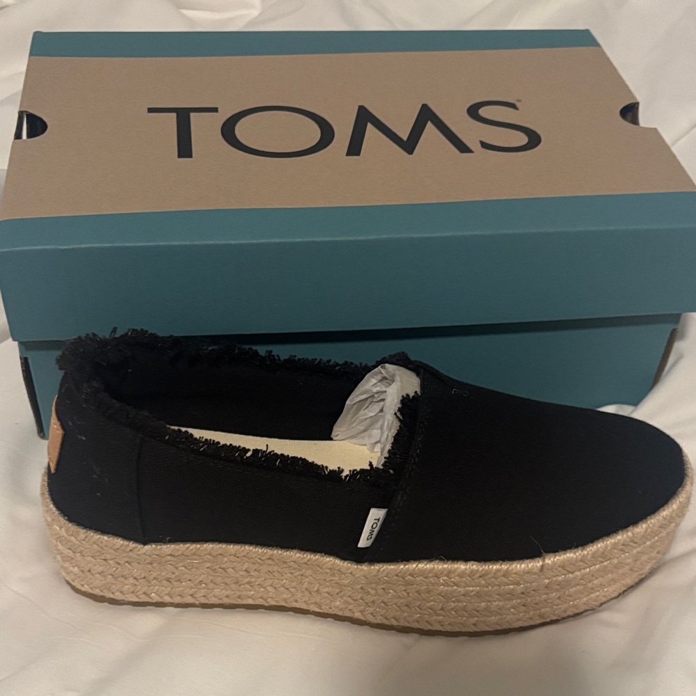 TOMS Black Espadrille Slip-Ons